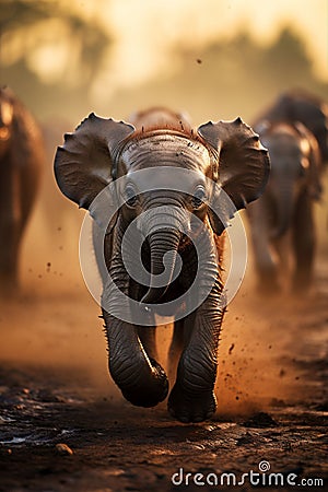 Adorable african baby elephant with big ears Stock Photo