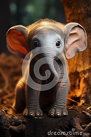 Adorable african baby elephant with big ears Stock Photo