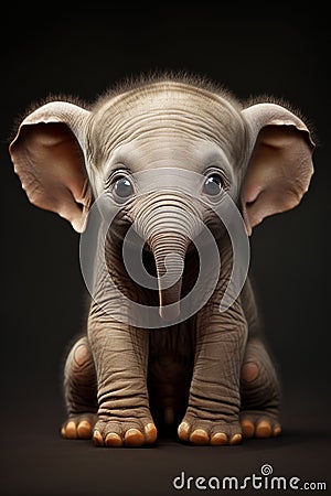 Adorable african baby elephant with big ears Stock Photo