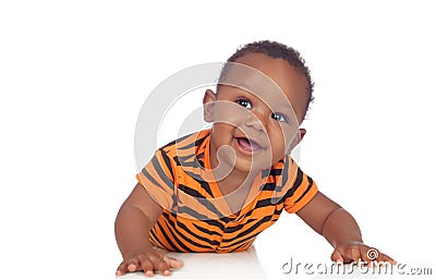 Adorable african baby lying on the floor Stock Photo