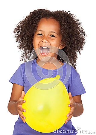 Adorable african little girl with yellow balloon Stock Photo