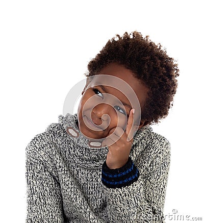 Adorable afroamerican child thinking Stock Photo