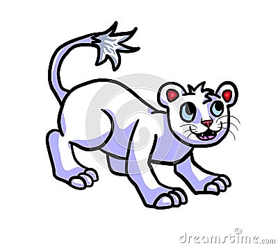 Adorable Albino Lion Cub Cartoon Illustration