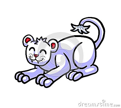 Adorable Albino Lion Cub Cartoon Illustration
