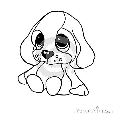 cute baby puppy toy with beautiful big eyes Cartoon Illustration