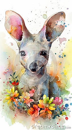 Adorable Baby Aardvark in a Colorful Flower Field for Art Prints and Greeting Cards. Stock Photo