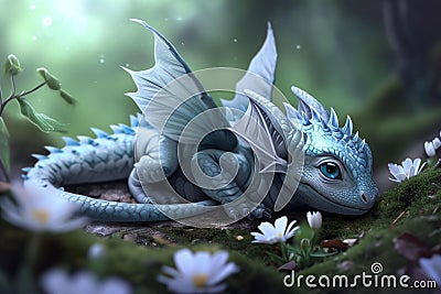 Adorable Baby dragon. Generate Ai Stock Photo