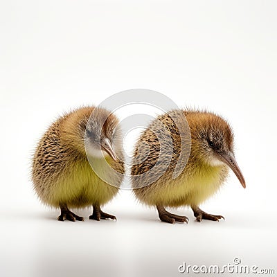 Adorable Baby Kiwi Birds In Pipilotti Rist Style - Vibrant And Detailed Stock Photo