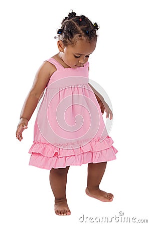 Adorable baby pink dressed Stock Photo