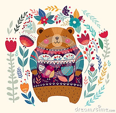 Adorable bear Vector Illustration