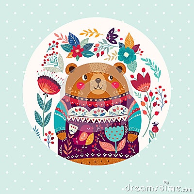 Adorable bear Vector Illustration