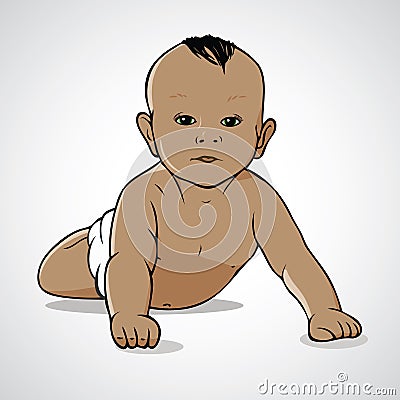 Adorable black baby Vector Illustration