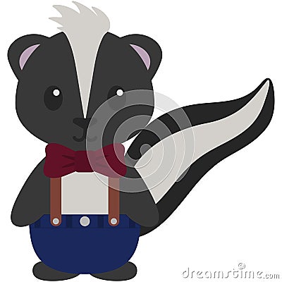 Hipster Nerdy Geeky Woodland Skunk Illustration Vector Illustration