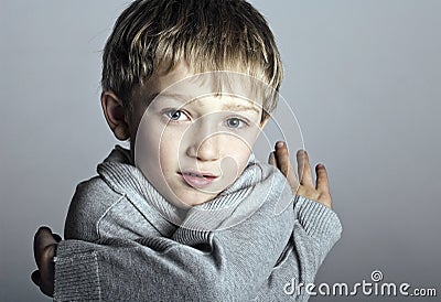 Adorable blonde boy child Stock Photo