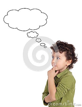 Adorable boy thinking Stock Photo