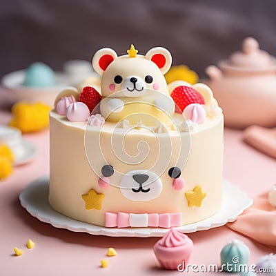 Adorable Bungeoppang Bear Cake Art Stock Photo