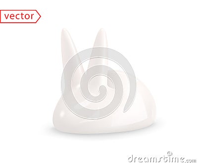 Adorable bunny. 3D illustration of a cute white rabbit figurine. Design element isolated on white background. Suitable for Easter Vector Illustration