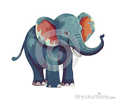 An adorable cartoon elephant walks with happiness Vector Illustration