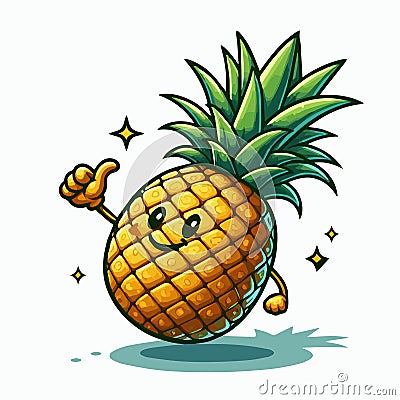 Adorable Cartoon Pineapple Charming Vector Illustration Design Vector Illustration