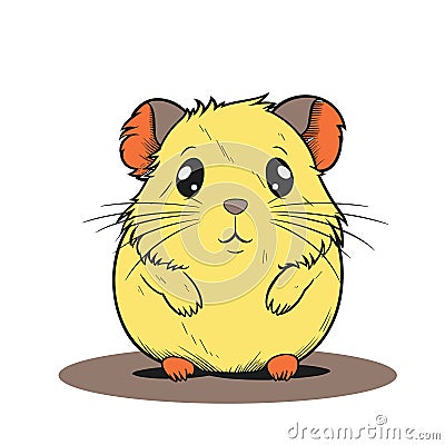 Adorable, childish hamster pet. Vector illustration drawn with a cheerful and cartoonish style. Hamster happy playful pose, Vector Illustration