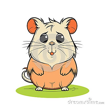 Adorable, childish hamster pet. Vector illustration drawn with a cheerful and cartoonish style. Hamster happy playful pose, Vector Illustration