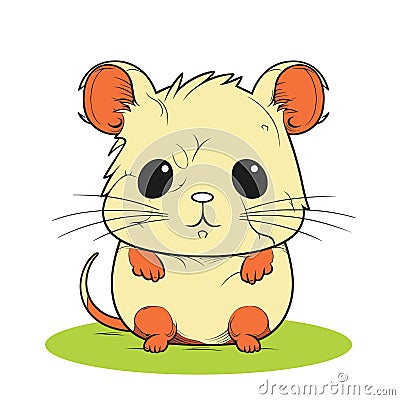 Adorable, childish hamster pet. Vector illustration drawn with a cheerful and cartoonish style. The little hamster is depicted in Vector Illustration