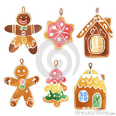 Adorable children's gingerbread cookie Christmas ornaments Stock Photo