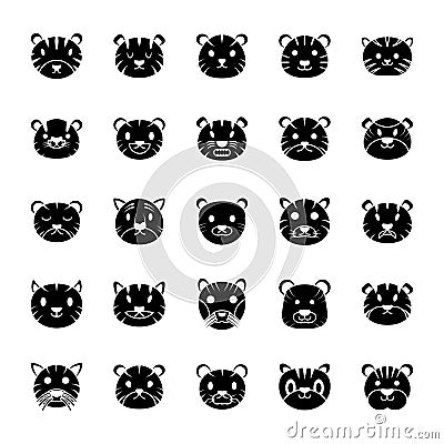 Tiger face Solid Icons Stock Photo