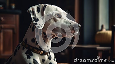 A Dalmatian sitting obediently while waiting for a treat created with Generative AI Stock Photo