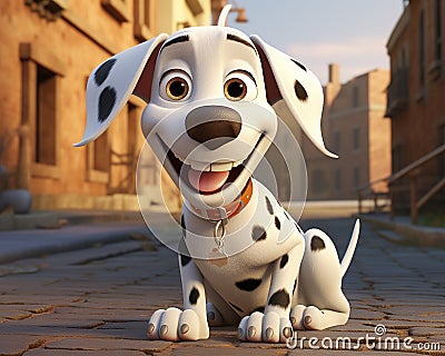 an adorable Dalmatian with a Pixar-style smile for your next project. Stock Photo