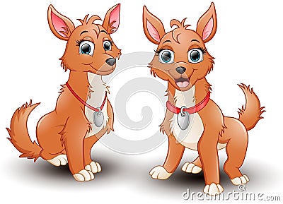 Adorable dogs cartoon Vector Illustration