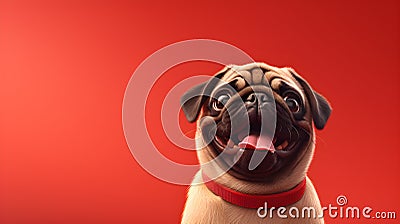 Pug-tastic Comedy: Comical Image of a Playful Pug Dog Stock Photo