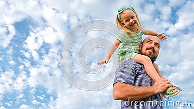 Adorable father daughter portrait, happy family, father`s day Stock Photo