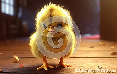 Adorable Fluffy Chickling: A Digital Rendering of Spring's Delight. created by generative artificial intelligence Stock Photo