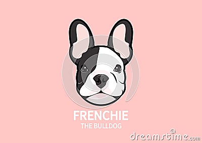 Adorable French Bulldog Face Portrait Logo. Vector Illustration