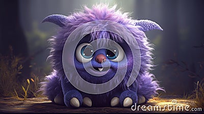 Adorable Furry Monster for Children's Book Illustration. Stock Photo