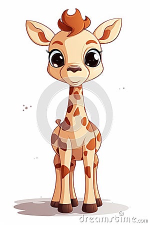 Adorable giraffe cartoon character isolated on a white background, cute and charming illustration Cartoon Illustration