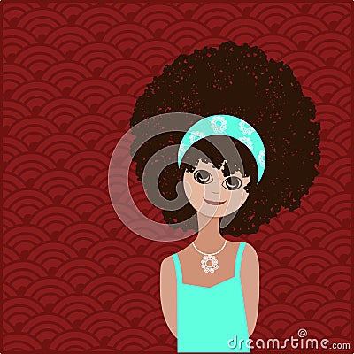 Adorable girl with afro hairstyle Vector Illustration