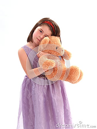 Adorable Girl with Bear Stock Photo