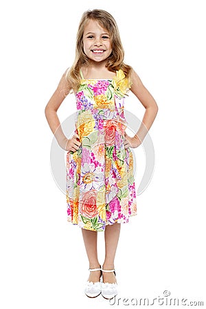 Adorable girl child in floral frock Stock Photo
