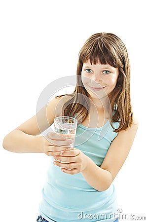 Adorable girl with glass of water Stock Photo