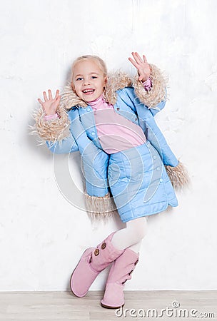 Adorable girl in winter outfit Stock Photo