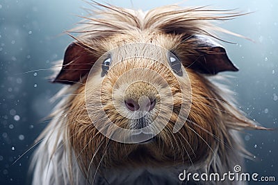 Adorable Guinea Pig Face Shot A Close-Up Portrait of a Cute Pet Rodent. Generative By Ai Stock Photo