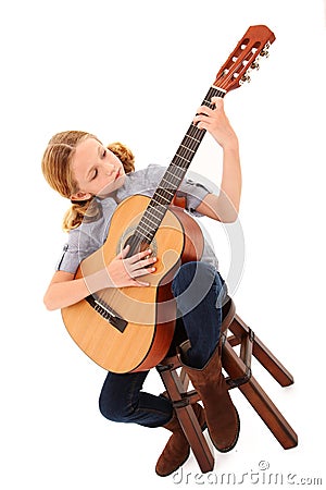 Adorable Guitar Girl Stock Photo