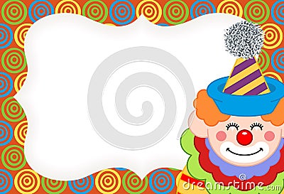 Adorable happy clown label Vector Illustration