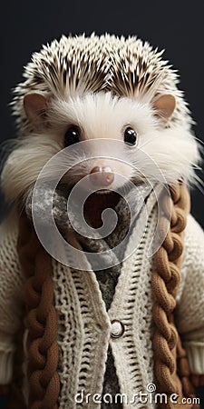 Luv Hedgehog: Portrait Of A Cute Little Man In Knitwear Stock Photo