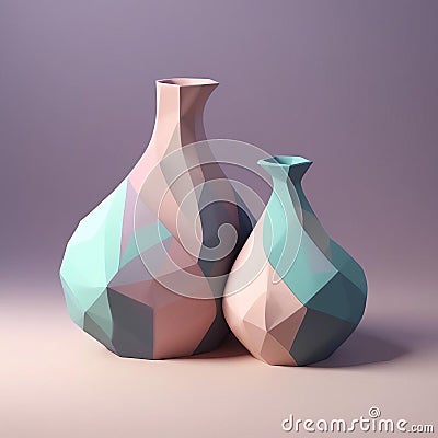 Adorable Isometric Clay Vases Stock Photo