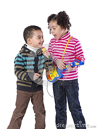 Adorable Kids Singing Stock Photo