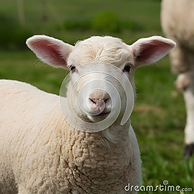 Adorable lamb exuding charm and innocence in farmyard setting Stock Photo