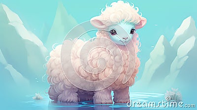 Sweet lamb with pastel color palette. Stock Photo